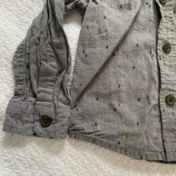 5/$25 Cat & Jack gray speckled long sleeve collared button front shirt - Picture 2 of 7